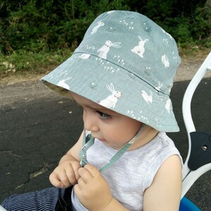Baby cotton sun hat Bunny bucket hat Bear summer hat Reversible sun hat Cottagecore clothing image 8