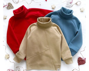 Felpa dolcevita per bambini / Maglione a collo finto per bambini / Pullover caldo per ragazzi / Maglione morbido per ragazza / Top a collo alto a maniche lunghe / Camicie a collo alto