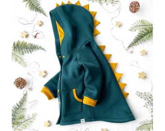 Toddler Coat - Dinosaur Baby Jacket with Spikes, Kids Hoodie in 20 Colours