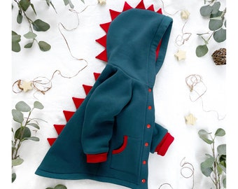 Veste bébé dinosaure turquoise | Manteau chaud stégosaure | Manteau à crampons pour enfants | Déguisement de t-rex