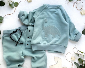 Kids Dino Bomber jacket and pants set | Mint unisex jacket | Dinosaur jacket | Boy outfit