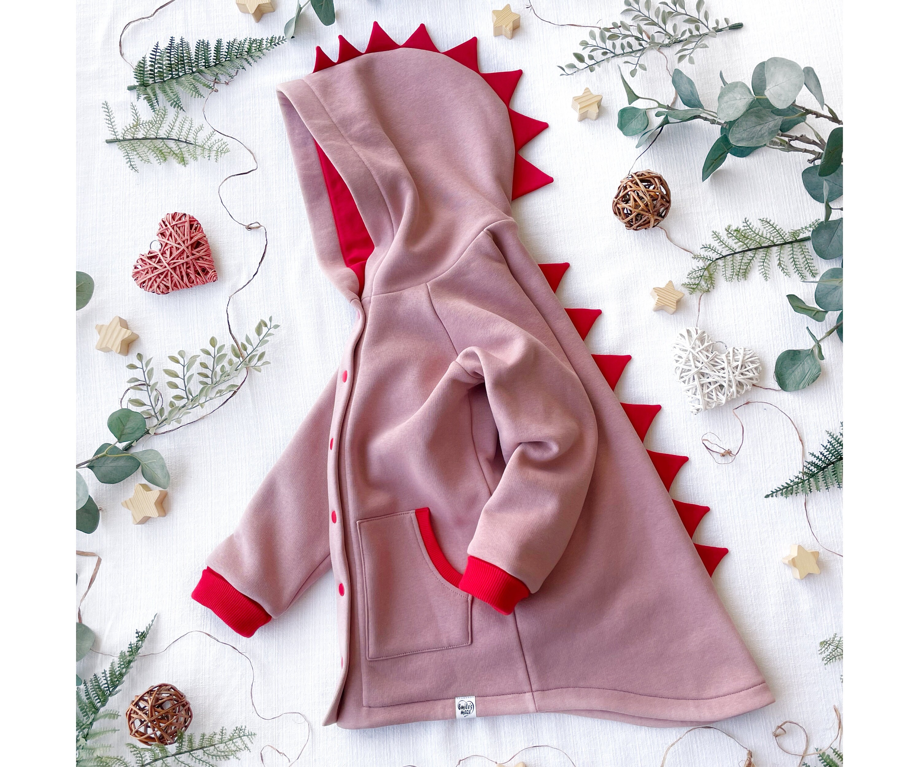 Pink Baby Dinosaur Jacket Kid s Warm Stegosaurus Coat Red Spikes Coat Dinosaur Costume Etsy UK