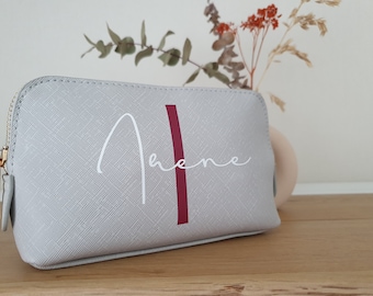 Personalized Cosmetic Bag | Mother's Day | Make-up bag with initials | Soft Gray M L