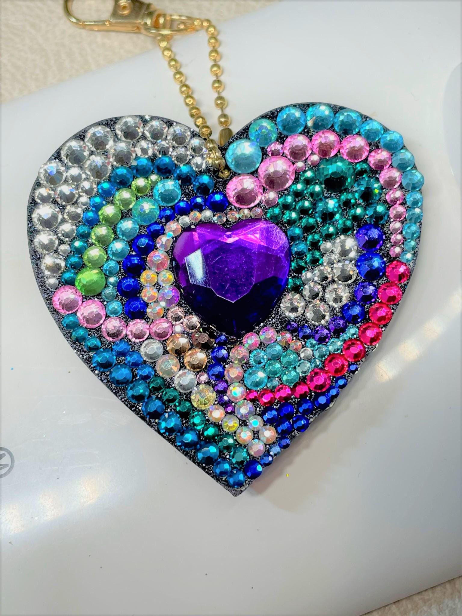 Porte-clés Coeur Couronne Popfizzy Bling - Breloque Strass Rouge - Pour Sac à Main Ou Sac à Dos