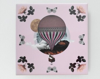 Air Balloon Ceramic Tile Wall Art 15cm x 15cm | Blooming Travel Decor