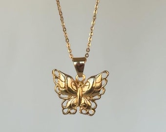 18k Gold Filled Butterfly Necklace, Butterfly Necklace, Gold Butterfly Necklace, Minimalist Necklace, Birthday Gift, Gift For Her, Monarch