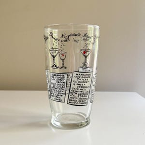 1950’s MCM Novelty Cocktail Shaker, Mid Century Barware Shaker Glass, 1950's Martini Maker with Recipes, Vintage Bar Decor Glassware Gift
