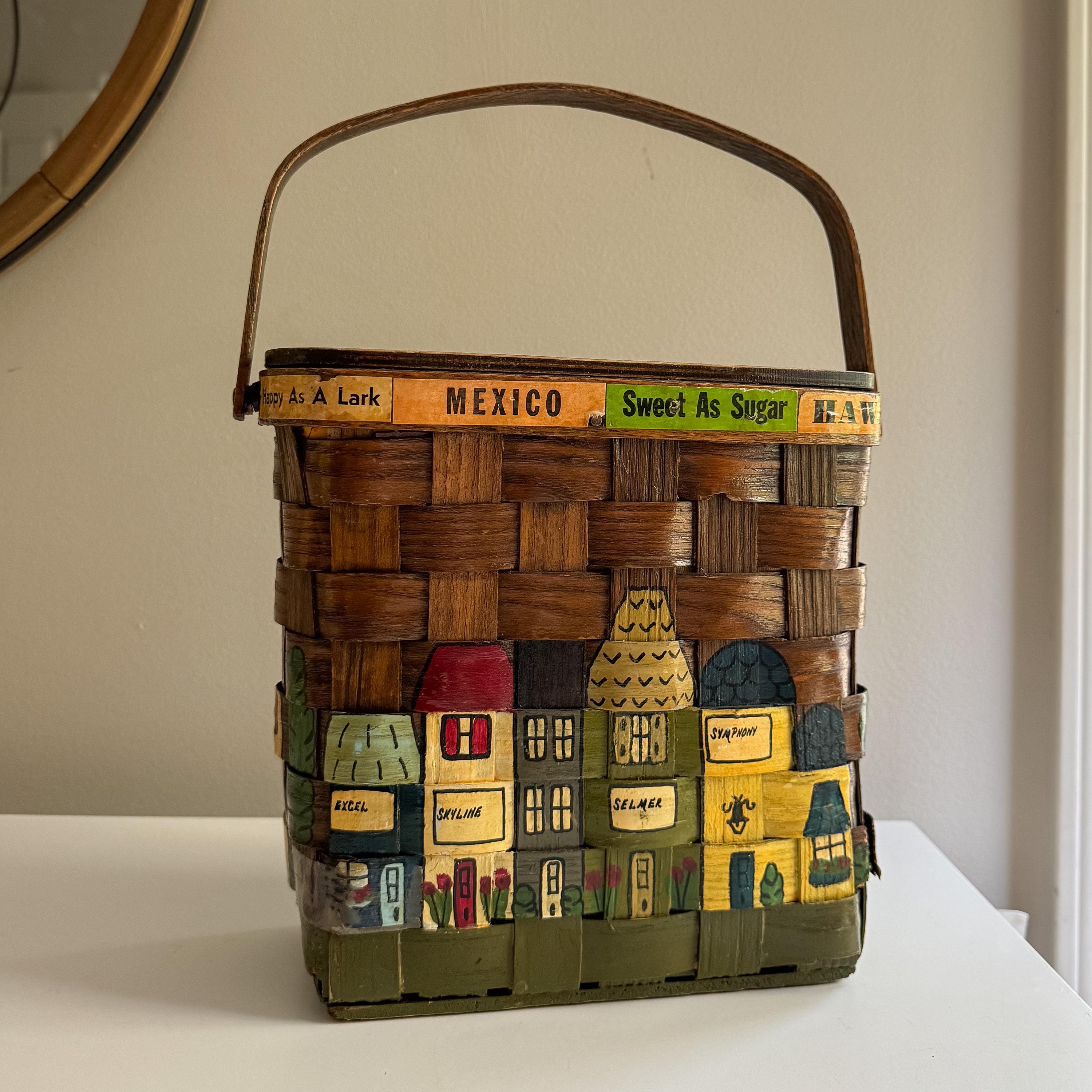 カロナンバスケット　ヴィンテージ　1970年代　ハワイバッグ 極美品】Caro nan basket カロナンバスケット ハワイ街並み