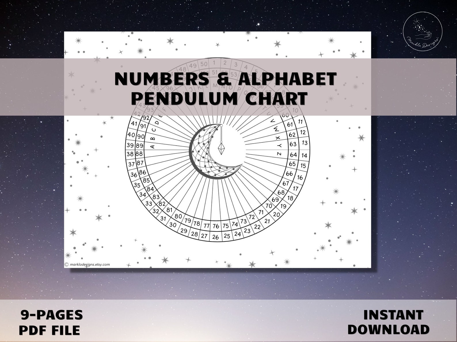 Basic Pendulum Chart, Pendulum Alphabet and Number Chart, Numbers Board ...
