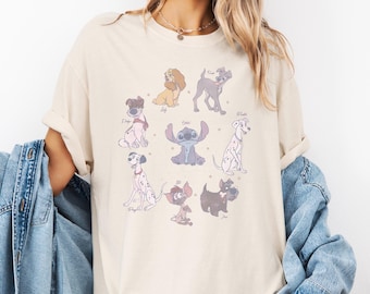Disney Dogs T-Shirt, Lilo and Stitch, 101 Dalmatians, Lady and the Tramp