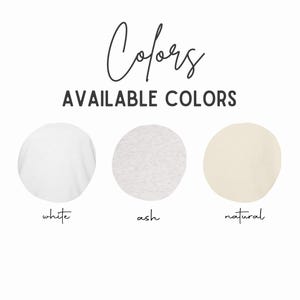 May include: Image displaying the word "Colors" in a cursive font, with the phrase "AVAILABLE COLORS" in a sans-serif font. Below are three circles, each filled with a different color: white, ash, and natural. The color names are written below each circle.