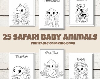 Safari Animal Coloring Book for Kids – 25 Printable Pages – Preschool, Toddler, Summer Activity