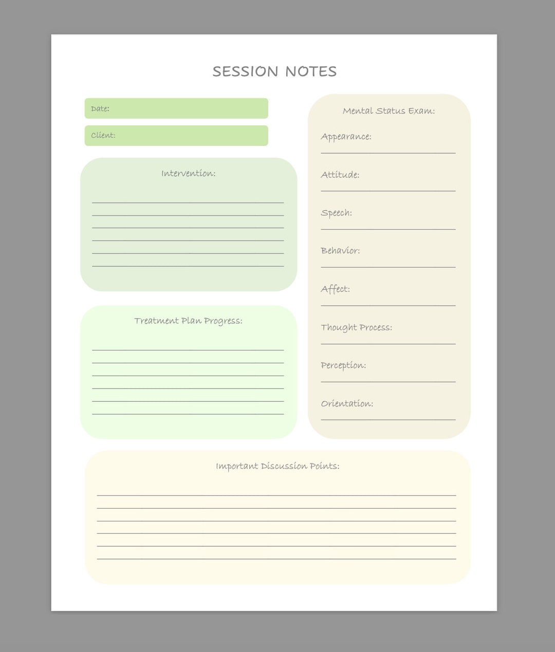 Therapy Session Notes - Etsy
