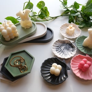 Bubble candle 3x3 Bubble Candle and Jesmonite Bundle Choose your Tray & Scent Oval, Seashell, Hexagonal Tray Home Decor image 3