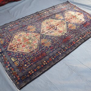 4x7 Ft Tribal Vintage Baluchi Rug, Afghan Handmade veg dyes Wool Area rug, Antique Oriental Rug, Bedroom Rug, Office Rug, Low Pile Wool Rug