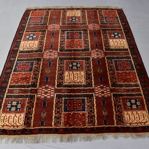 8.6 x 6.8 Ft ,Discounted Price, Large Red Afghan Rug, Turkmen 100% Wool, Handmade Bokhara Vintage Pattern Turkoman Oriental Rug 7x10