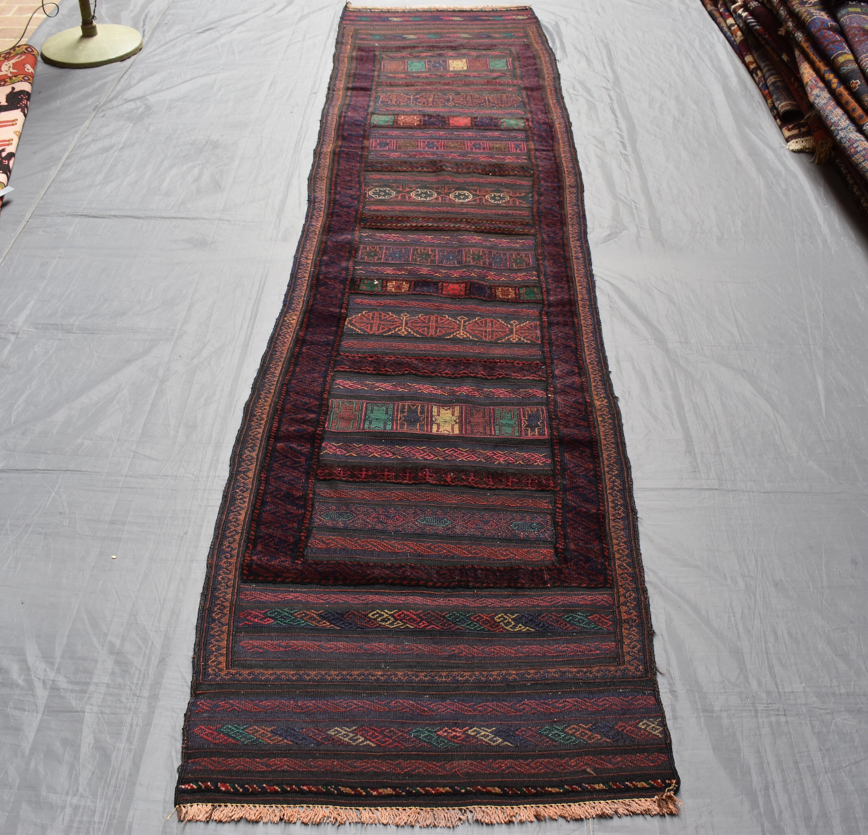 Turkmen Vintage Runner 12.0x2.11 Ft Antique Afghan Hallway Rug Mushwani ...