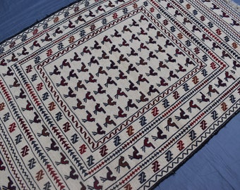 Natural Kilim Rug 4x6 Ft, Afghan Hand Knotted Kilim Rug, Vintage Kilim Rug, Oriental Turkmen Rug, Kitchen Rug, Wool Rug, Tribal Vintage Rug