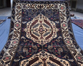 3.8 x 6.11 フィートのアンティーク アフガニスタン バロチ ラグ