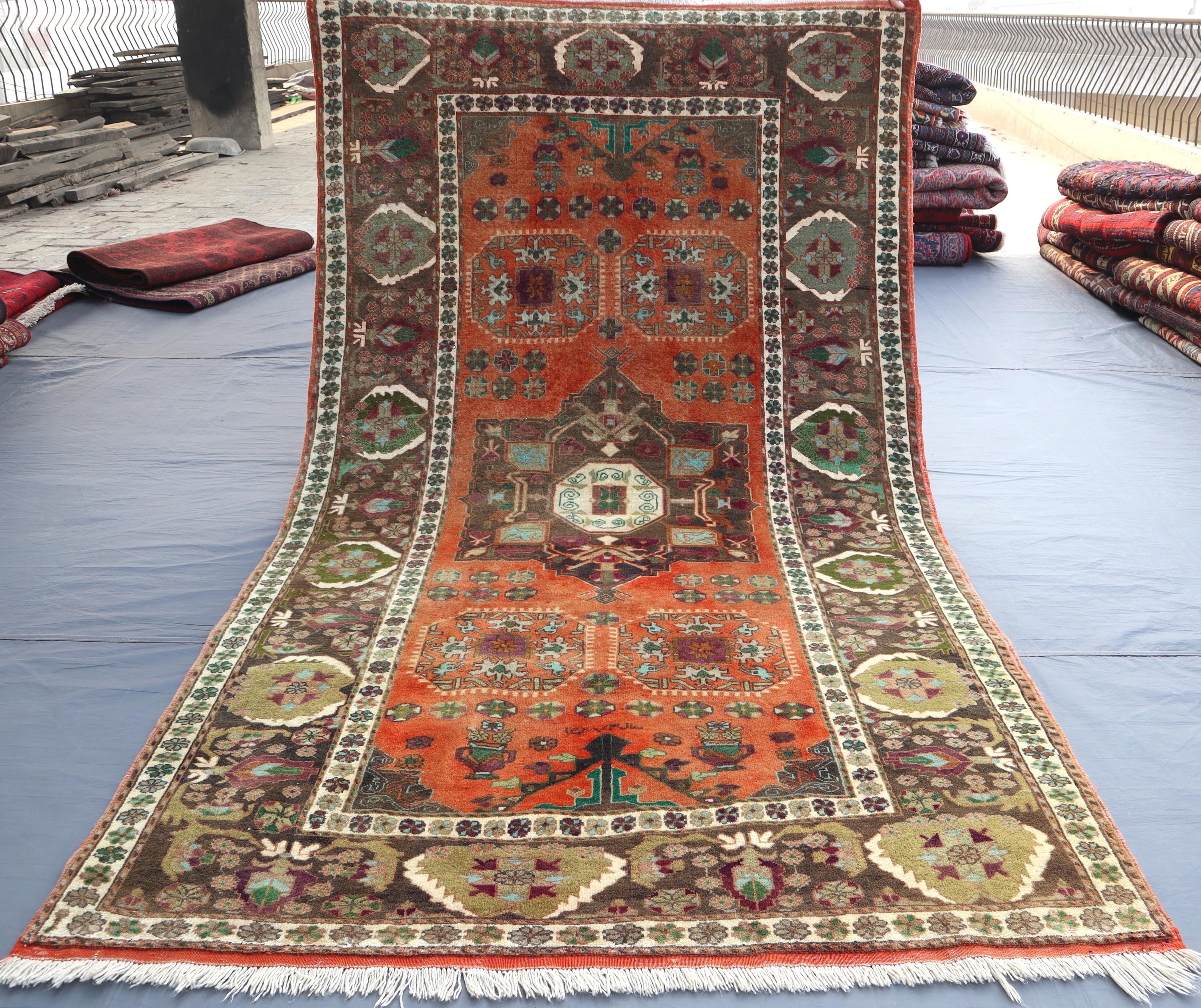 4.4 x 7.6 フィートのアンティーク トルクメン ラグ、ハンドメイド