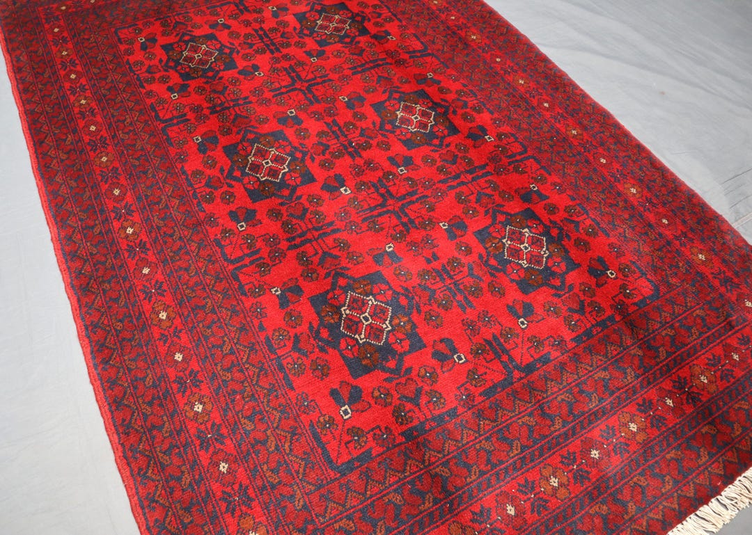 Red 4x6 Ft New Area Rug - Bukhara Design Fine Quality Hand Knotted 100% ...