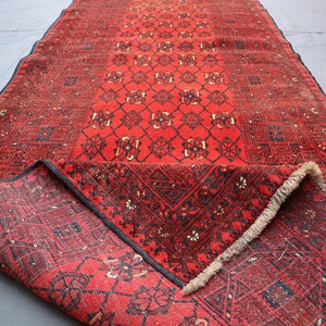 3x9 Ft Afghan Vintage Runner Rug, Afghan Handmade Low Pile Wool Rug - Hallway Runner, Kitchen Runner, Faded Runner Carpet, 3x9 Runner Rug