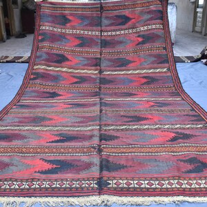 Alfombra Kilim antigua de 5x10 pies, alfombra de lana hecha a mano afgana, alfombra Kilim tribal de tejido plano, alfombra turcomana oriental, alfombra turcomana antigua, alfombra Kilim de pasillo