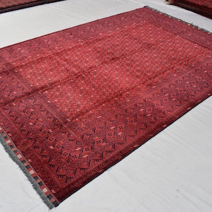 9,5 x 6,4 Fuß Turkmenischer Basheeri Trible Roter Teppich Afghanischer Flormuster Schlafzimmer Handgeknüpfter Teppich Kostenloser Versand Discounted Area & Boden Teppich