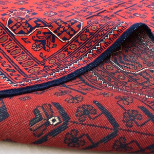 5x6 Ft Red Area Rug, Traditional Bokhara Area Pattern Rug, Organic Wool Rug For Dining Room, Bukhara Turkmen Rug, Oriental Area Rug, 5.0x6.2