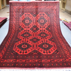 Tappeto afgano Bukhara, tappeto turkmeno in lana fatto a mano, tappeti personalizzati Khal Muhammadi Khamyab Bukhara, tappeto tribale, soggiorno, ufficio, tappeto da tavolo da pranzo