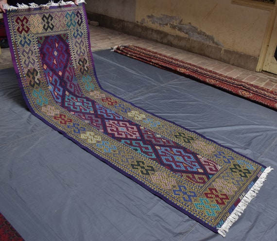 9.4 x 2.7 フィート トルクメン トリブル ハンドメイド ランナー