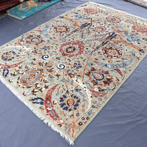 Afghan Handmade Wool Rug 6x9 Ft, Afghan Area Rug Floral design One of a kind Rug- Turkmen Tribal Area Rug- Bedroom Rug Office Rug Boho Rug