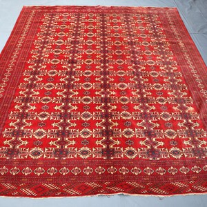 7x9 Vintage Turkmen Tekke Ersari Rug- Afghan Hand Knotted Fine Antique Rug- Oriental Area Rug- Bedroom Rug- Living Room Rug- Red Tribal Rug