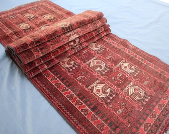 3x13 Ft Turkmen Red Runner Rug/ Afghan Hand Knotted Veg dyes Rug/ Traditional Afghan Red Runner Rug/ Bedroom rug/ Entryway Oriental rug 3x13