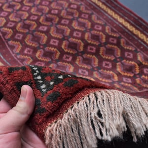 Red Blue Vintage Afghan Rug, 6.6x4.0 Ft Ft Top Quality Hand knotted Wool Rug, Handmade 4x6 Ft Area Rug, Tribal Baluchi Rug, Living Room Rug,