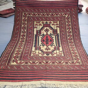 Afghan Antique Kilim Rug 5x6 Ft, Afghan Flatweave Geometric Handmade Wool Rug, Oriental Vintage Rug, Living Room Rug, Bedroom Rug Office Rug