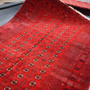 7x10 Ft Afghan Red Carpets - Afghan Rug - Oriental Turkmen Rug - Turkmen Red Rug - Hand Knotted Area Rug - Turkmen Bokhara Rug - Bedroom Rug