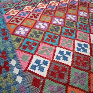 Kelim Teppich, Kilim Teppich, Kilim Teppich, Kilim Teppich 250x250, Handgemacht, Wollteppich, Geometrischer Teppich