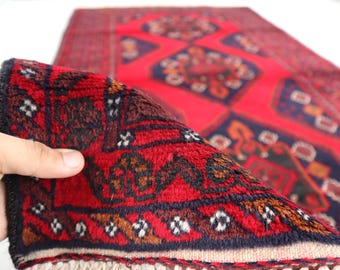 Alfombra geométrica antigua de 4,0 x 6,11 pies, alfombra Baluchi vintage/alfombra afgana de lana de pelo corto hecha a mano/alfombra oriental turcomana Baluchi en buen estado, 4x7