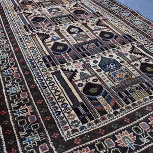 4.0x6.8 Ft Collectors Piece Antique Pictorial rug, Afghan Baluchi rug 4x7 Soft Wool Carpet, 1950s Vintage rug, Bedroom Rug, Kids room Carpet