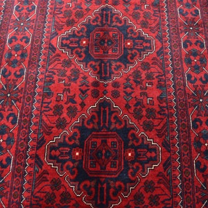Alfombra roja de 10 pies de largo / Alfombra Turkmen Bukhara / Alfombra de lana 100% hecha a mano / Alfombra afgana oriental Khal Muhammadi / Alfombra de corredor de pasillo de cocina