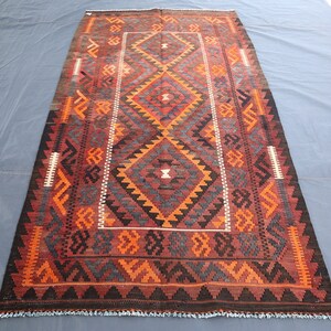 4x8 Vintage Kilim Rug/ Handmade Wool Flatweave Rug/ Oriental Rug/ Authentic Genuine Turkmen Tribal Rug/ Ghalmory Kilim Rug/ Small Area Rug