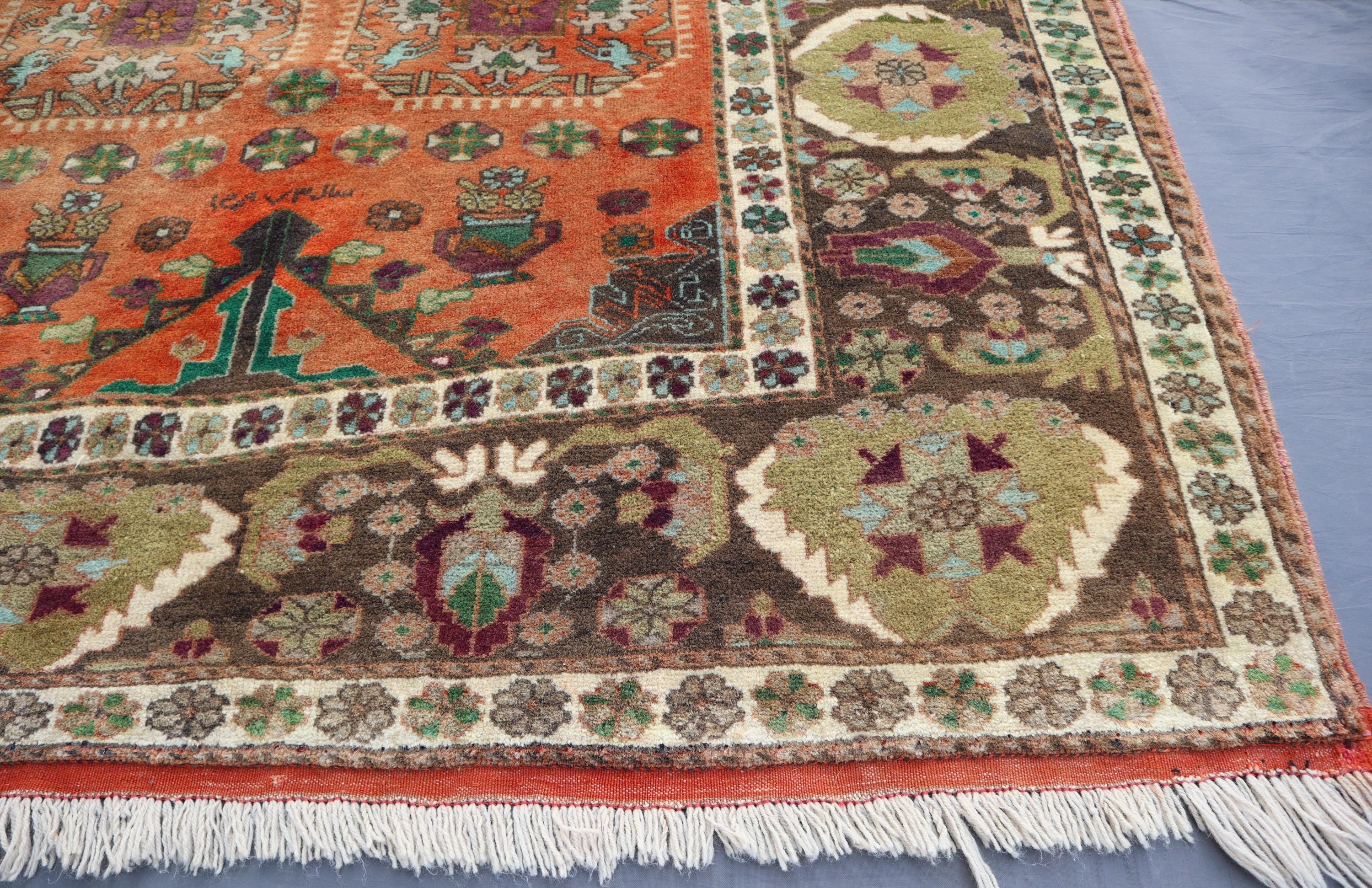 4.4 x 7.6 フィートのアンティーク トルクメン ラグ、ハンドメイド