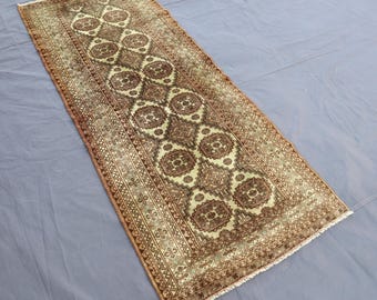 6 ft Terracotta Vintage Runner rug/ Afghan Handmade Wool rug/ Turkmen Tribal Caucasian Rug Kitchen Runner Rug/ Short Hallway Runner 2'5x6'1