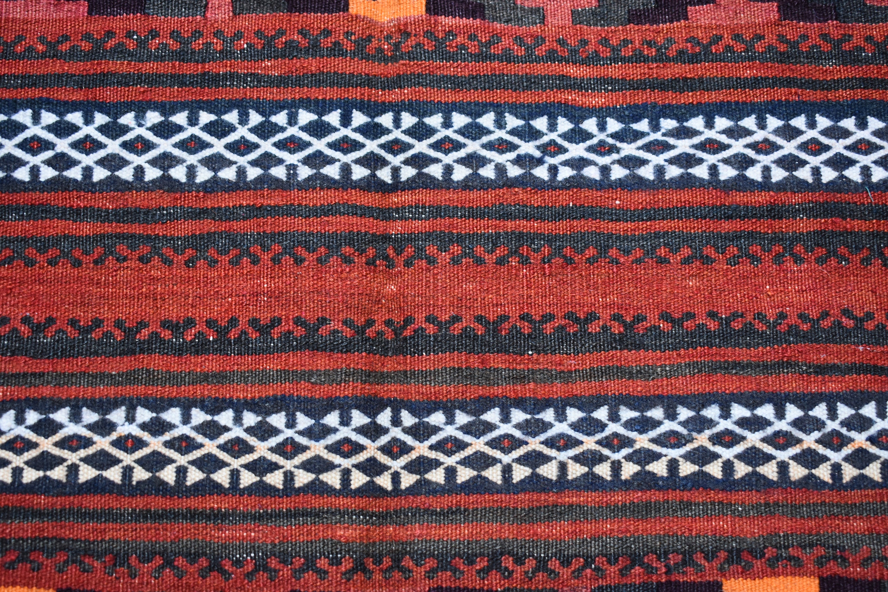 4x10 アンティーク ストライプ ワイド ランナー キリム ラグ