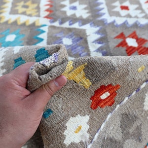 Chobi Kilim 7x10 ft. Kilim Area Rug - Afghan Grey Handmade Kilim Rug - 7x10 Kilim Rug - Rug for Living Room - Dining room Rug - Bohemian Rug