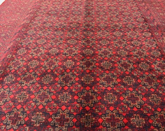 9.0 x 6.4 Feet Pure Wool Handwoven Nomadic Vintage Rug Turkmen Pattern Bedroom Hand knotted rug Free shipping Discounted Area & Floor rug