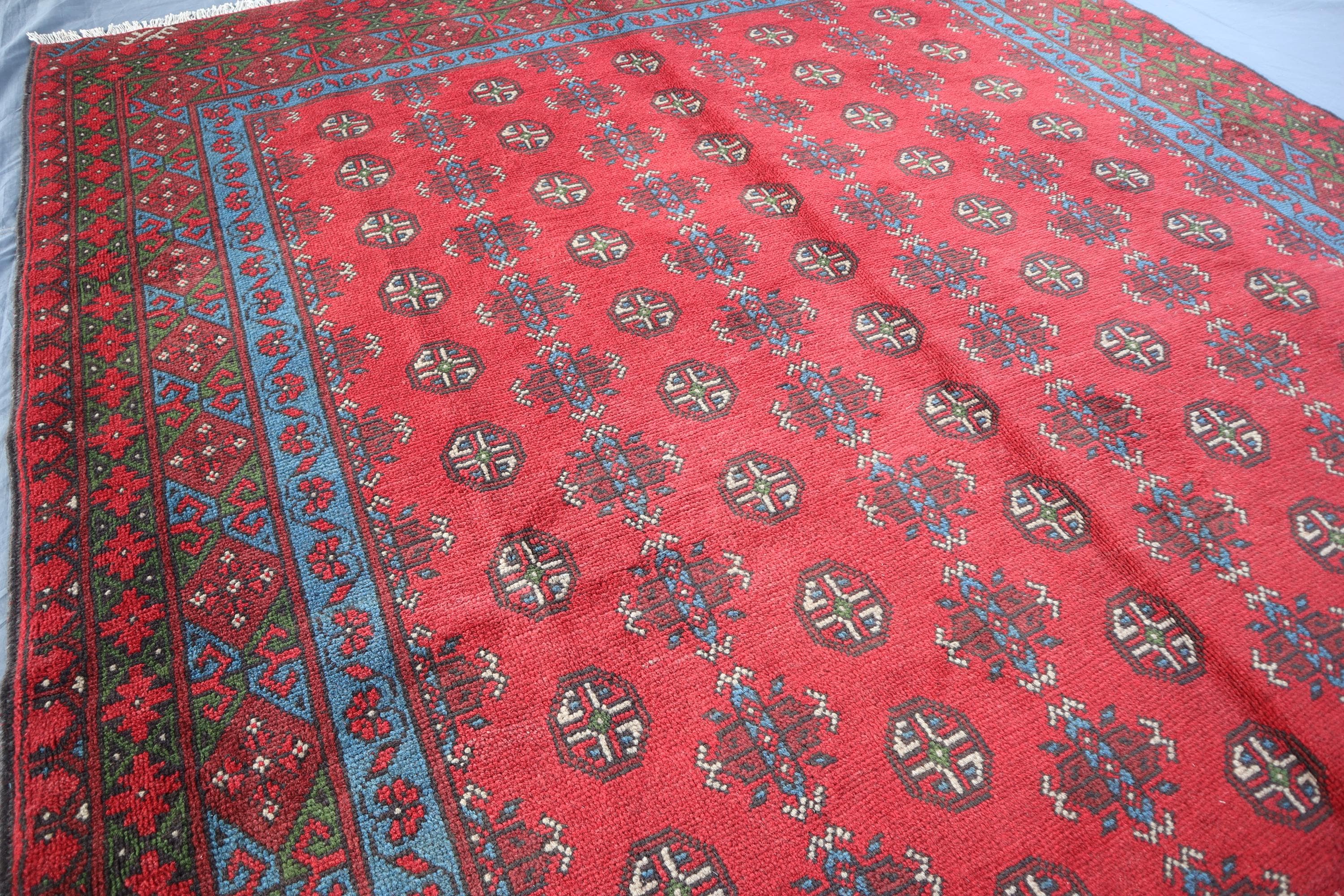 7x10 トルクメン モリグル ブハラ ラグ、ヴィンテージ