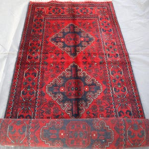 3x9 Ft Red Runner Rug/ Afghan Bukhara Runner Rug/ Turkmen Handmade Wool Rug/ Veg Dyes Hallway Runner Rug/ Oriental Runner/ Afghan Runner Rug