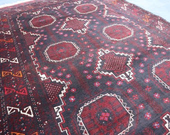 Afghan Turkmen Saruki Rug 4.3x6.4 Ft/ Vintage Baluchi Rug/ Afghan Handmade Wool Area Rug/ Oriental Baluchi Rug/ Vintage Area Rug/ Boho Rug